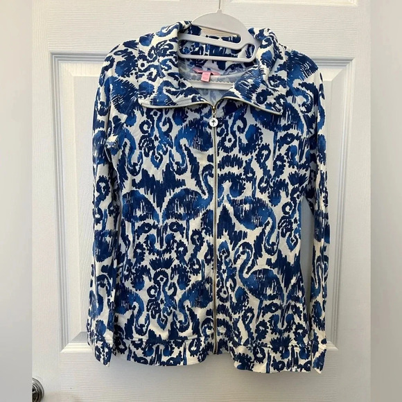! Lilly Pulitzer Angela Zip Up Sz XXSmall, Navy Bather - Picture 3 of 7